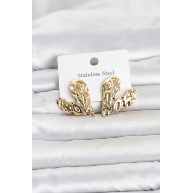 316L Çelik Gold Renk Kalp Model Kadın Küpe