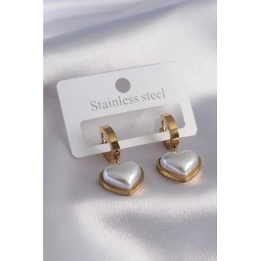 316L Çelik Gold Renk Kalp Model Kadın Küpe