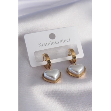 316L Çelik Gold Renk Kalp Model Kadın Küpe