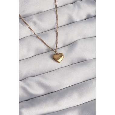 316L Çelik Gold Renk Kalp Model Love Kolye