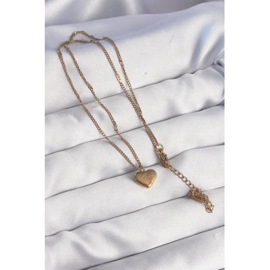 316L Çelik Gold Renk Kalp Model Love Kolye