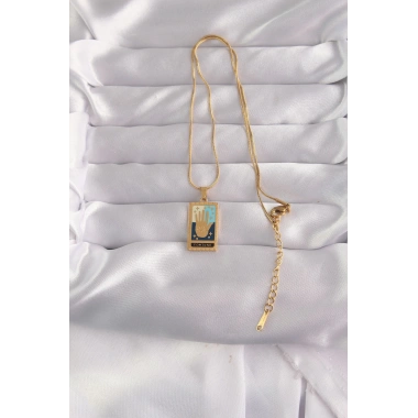 316L Çelik Gold Renk Karışık Mineli El Figür Tarot Kolye