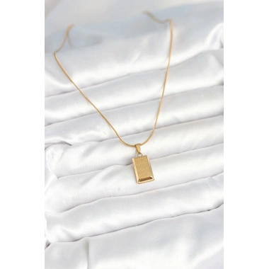 316L Çelik Gold Renk Külçe Altın Model Kolye