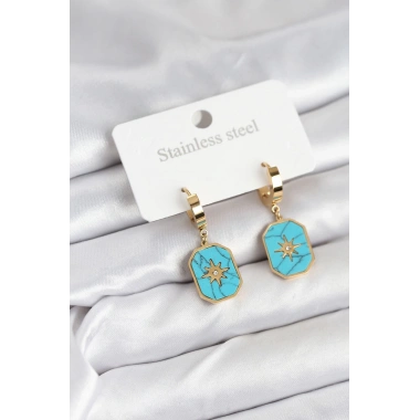 316L Çelik Gold Renk Kutup Yıldızı Model Kadın Küpe