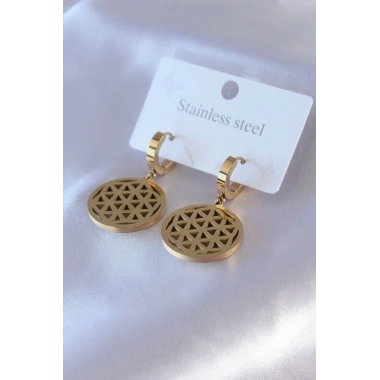 316L Çelik Gold Renk Lotus Model Kadın Küpe