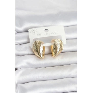 316L Çelik Gold Renk Midye Model Kadın Küpe