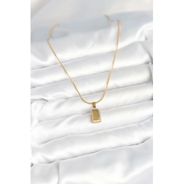 316L Çelik Gold Renk Mini Külçe Altın Model Kolye