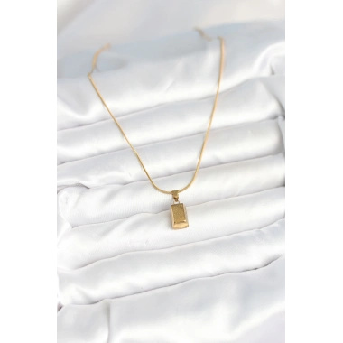 316L Çelik Gold Renk Mini Külçe Altın Model Kolye