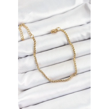 316L Çelik Gold Renk Örgü Burgu Zincir Erkek Bileklik