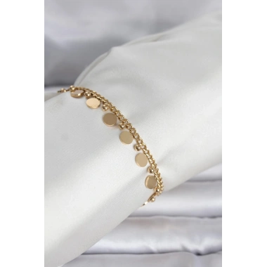 316L Çelik Gold Renk Pullu Model Kadın Bileklik