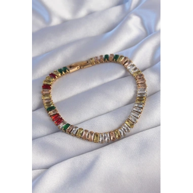 316L Çelik Gold Renk Renkli Su Yolu Tasarımlı Bileklik