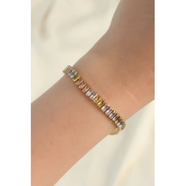 316L Çelik Gold Renk Renkli Su Yolu Tasarımlı Bileklik