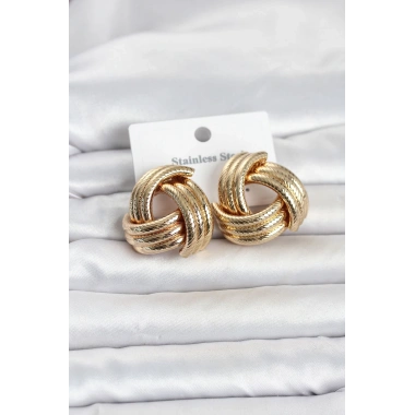 316L Çelik Gold Renk Sarmal Model Kadın Küpe