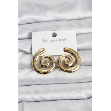 316L Çelik Gold Renk Sarmal Modelli Kadın Küpe