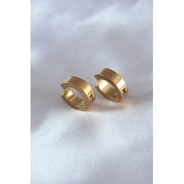 316L Çelik Gold Renk Sıkıştırmalı Erkek Küpe