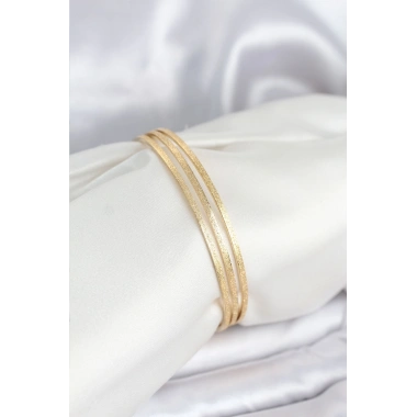 316L Çelik Gold Renk Simli Model Ajda 65 mm Kadın Bileklik