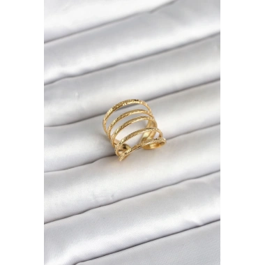 316L Çelik Gold Renk Sıralı Model Kadın Yüzük