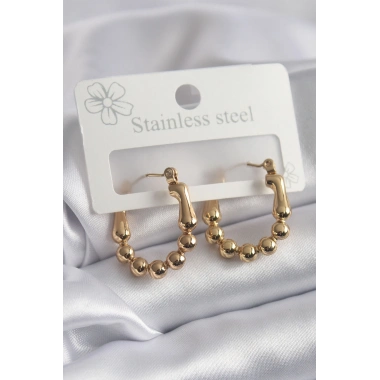 316L Çelik Gold Renk Topçuk Halka Model Kadın Küpe