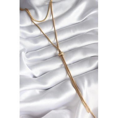 316L Çelik Gold Renk Tüp Zincir Asansör Model Kadın Kolye