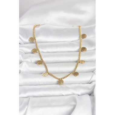 316L Çelik Gold Renk Yaşam Ağacı Model Kadın Kolye