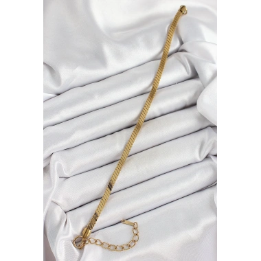 316L Çelik Gold Renk Yassı Zincir Model Kadın Bileklik