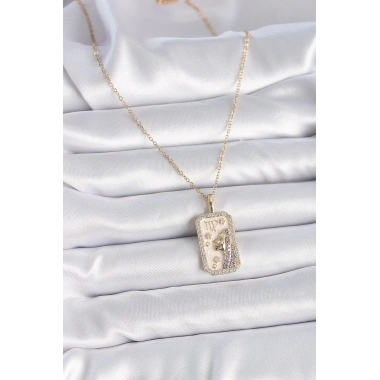 316L Çelik Gold Renk Zincir Başak Burcu Zirkon Taşlı Kadın Kolye