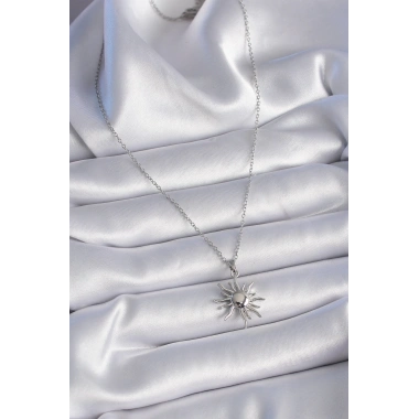 316L Çelik Gold Renk Zincir Güneş Figür Kadın Kolye