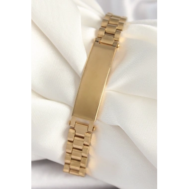 316L Çelik Gold Renk Zincir Künye Model Erkek Bileklik