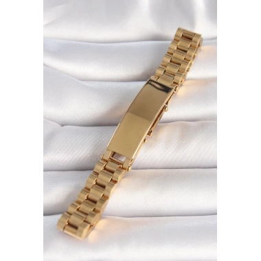 316L Çelik Gold Renk Zincir Künye Model Erkek Bileklik