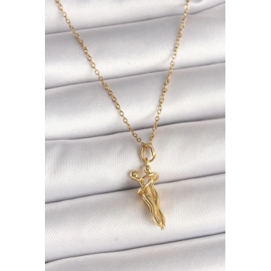 316L Çelik Gold Renk Zincir Sarılma Model Kadın Kolye