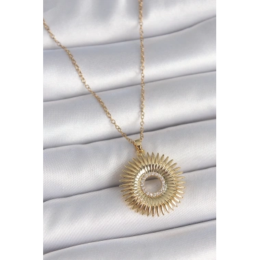 316L Çelik Gold Renk Zincir Zirkon Taşlı Nova Yıldız Model Kadın Kolye