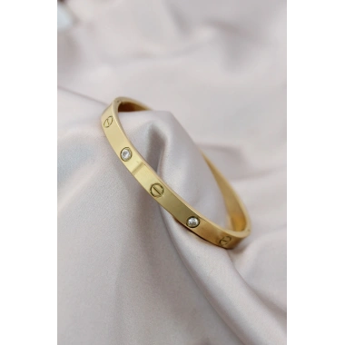 316L Çelik Gold Renk Zirkon Taşlı Bileklik