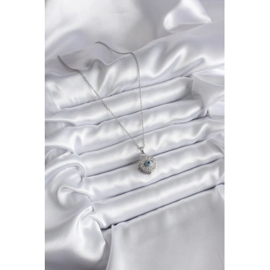 316L Çelik Gold Renk Zirkon Taşlı Göz Model Kadın Kolye