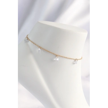 316L Çelik Gold Renk Zirkon Taşlı Halhal