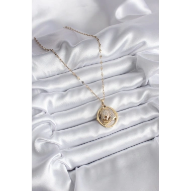 316L Çelik Gold Renk Zirkon Taşlı Jaguar Model Kadın Kolye