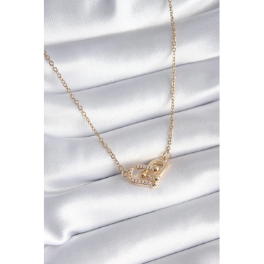 316L Çelik Gold Renk Zirkon Taşlı Model Kadın Kolye