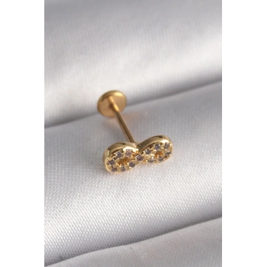 316L Çelik Gold Renk Zirkon Taşlı Sonsuzluk Model Tragus Piercing