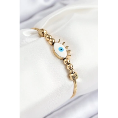 316L Çelik Göz Charm Model Gold Renk Kadın Bileklik