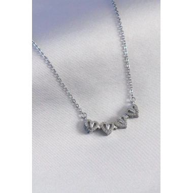 316L Çelik Gümüş Renk Açılır Yonca Model Kadın Kolye