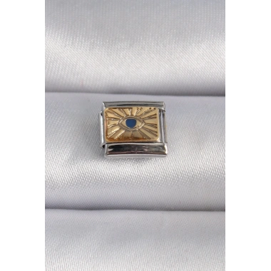 316L Çelik Gümüş Renk Altın Göz İşlemeli Nomination Charm