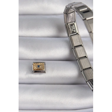 316L Çelik Gümüş Renk Altın Göz İşlemeli Nomination Charm