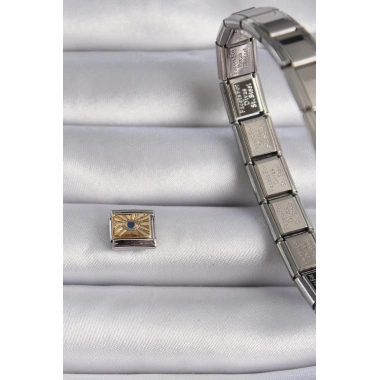 316L Çelik Gümüş Renk Altın Göz İşlemeli Nomination Charm