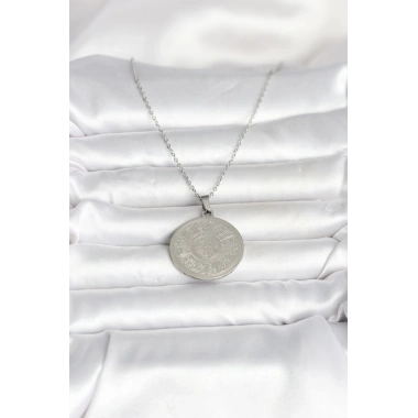 316L Çelik Gümüş Renk Ayetel Kürsi Yazılı Kolye