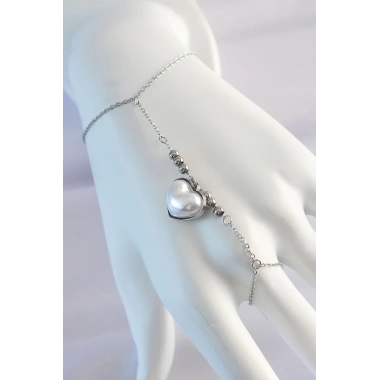 316L Çelik Gümüş Renk Beyaz Bubble Kalp Tasarımlı Şahmeran