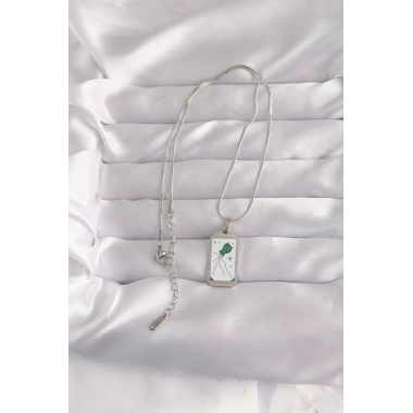 316L Çelik Gümüş Renk Beyaz Mineli Tarot Kolye