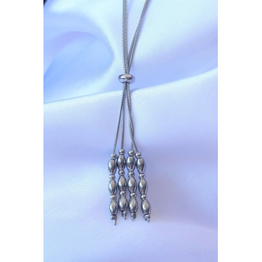 316L Çelik Gümüş Renk Boyu Ayarlanabilir Sallantılı Model Kolye