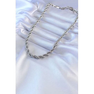 316L Çelik Gümüş Renk Burgu Model 45 cm Kadın Kolye