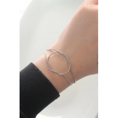 316L Çelik Gümüş Renk Düğüm Model Bileklik