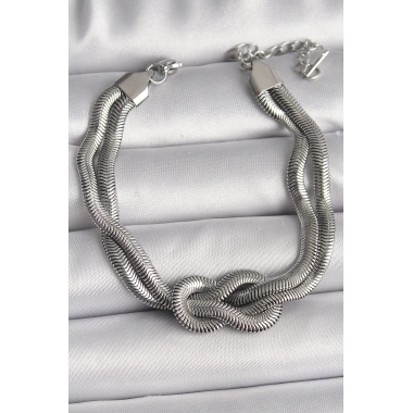 316L Çelik Gümüş Renk Düğüm Model Kadın Bileklik