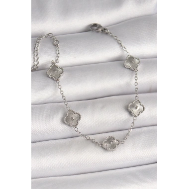 316L Çelik Gümüş Renk İşlemeli Baby Boy Yonca Model Kadın Bileklik